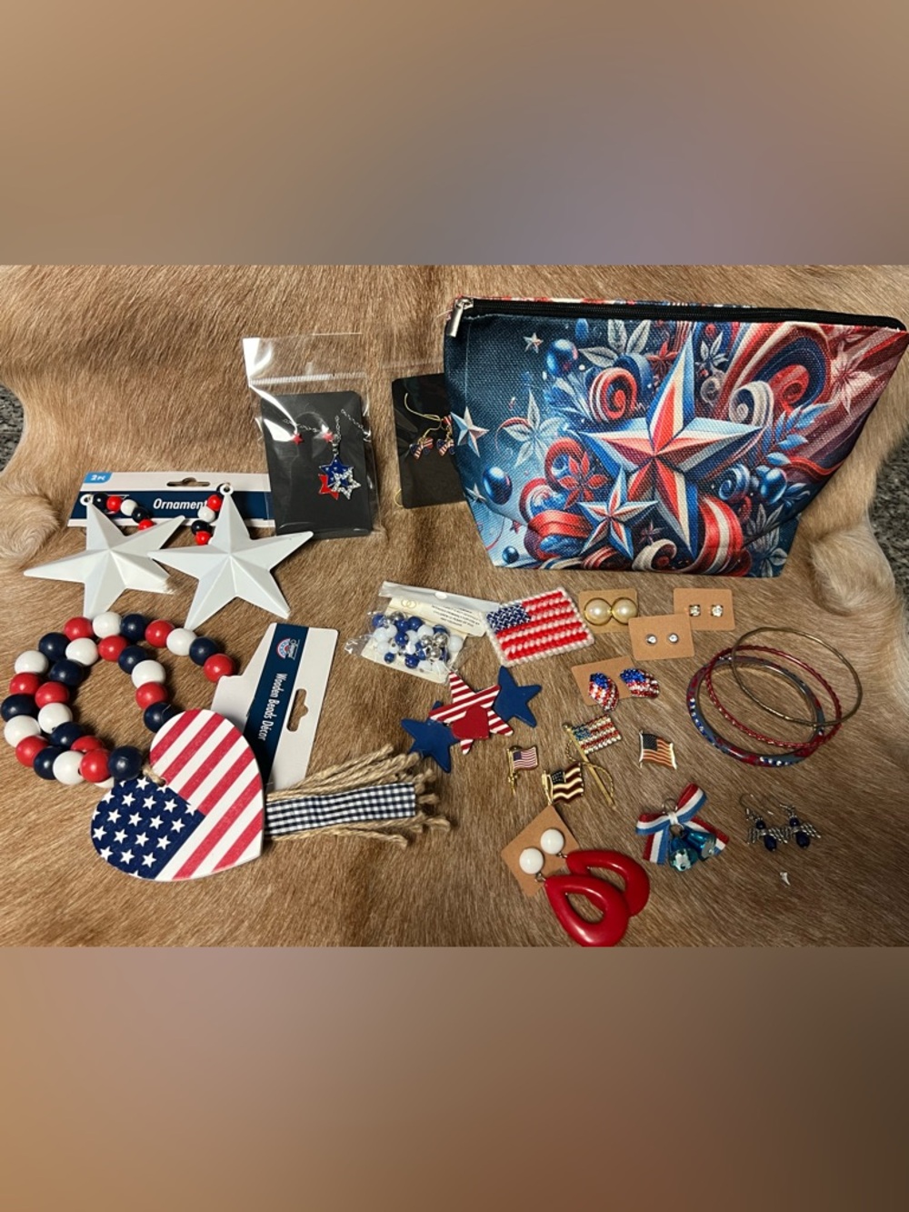 Patriotic Red White & Blue jewelry Bundle with Star Pouch